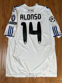 #14 Alonso 2011 Real Madrid Champions League White Blue Jersey XL