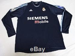 2003-2004 Real Madrid Away Jersey Shirt Camiseta Zidane #5 SIEMENS CL UCL L/S L