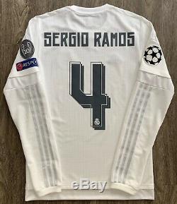 2015/16 Adidas Real Madrid Sergio Ramos UCL Final Long Sleeve Jersey shirt spain