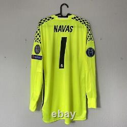 2015 2016 MATCH ISSUE Real Madrid Navas Player Home Soccer Jersey Shirt Kit Long