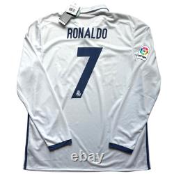 2016/17 Real Madrid Home Jersey #7 Ronaldo adidas XL Long Sleeve CR7 white