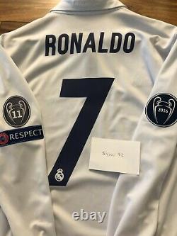 2016-17 Real Madrid Home UCL Long Sleeve 7 Ronaldo Jersey