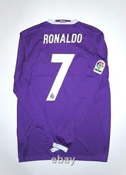 2016-2017 Real Madrid Cristiano Ronaldo Adidas Long Sleeve Away Purple Jersey