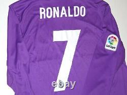 2016-2017 Real Madrid Cristiano Ronaldo Adidas Long Sleeve Away Purple Jersey