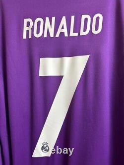 2016 2017 Real Madrid Cristiano Ronaldo L/S Away Purple Jersey UEFA CL Final