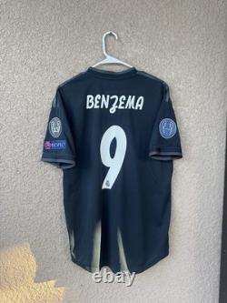 2018 Real Madrid Away Benzema Climachill Authentic Jersey Size L UCL