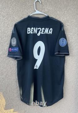 2018 Real Madrid Away Benzema Climachill Authentic Jersey Size L UCL
