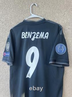 2018 Real Madrid Away Benzema Climachill Authentic Jersey Size L UCL
