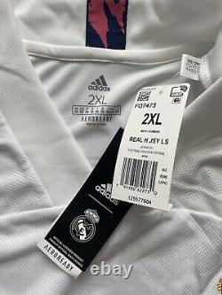 2020/21 Real Madrid Home Jersey #9 Benzema 2XL Adidas Soccer Long Sleeve NEW