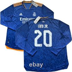 2021/22 Real Madrid Authentic Away Jersey #20 Vini Jr 2XL Long Sleeve Player Kit