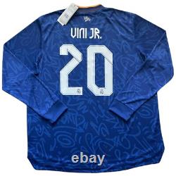 2021/22 Real Madrid Authentic Away Jersey #20 Vini Jr 2XL Long Sleeve Player Kit