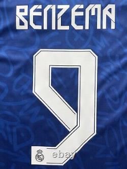 2021/22 Real Madrid Away Jersey #9 BENZEMA Large Adidas UCL Long Sleeve NEW