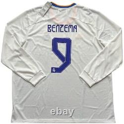 2021/22 Real Madrid Home Jersey #9 BENZEMA 3XL Adidas UCL Long Sleeve NEW