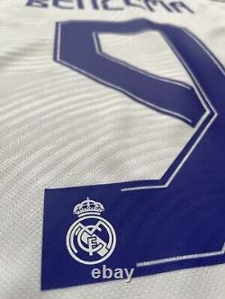 2021/22 Real Madrid Home Jersey #9 BENZEMA Medium Adidas UCL Long Sleeve NEW