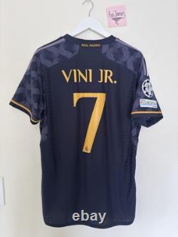 2023 2024 Adidas Real Madrid PLAYER ISSUE Away Soccer Jersey VINI JR LARGE UCL