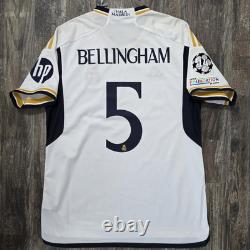 2024 Adidas Real Madrid Home Soccer Jersey Jude Bellingham Men L UCL Final BVB