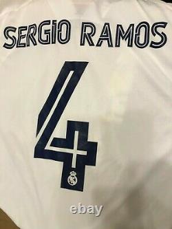 5+/5 AUTHENTIC Real Madrid #4 Ramos 2020/2021 home Size L Adidas shirt jersey