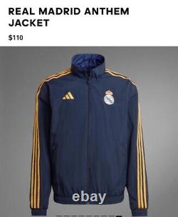 ADIDAS Mens REAL MADRID ANTHEM REVERSIBLE JACKET Sz L IQ0549 New With Tags
