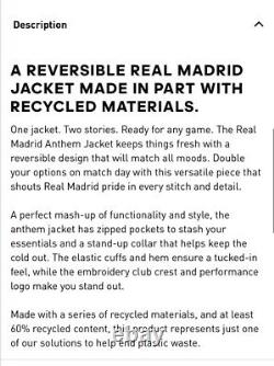 ADIDAS Mens REAL MADRID ANTHEM REVERSIBLE JACKET Sz L IQ0549 New With Tags