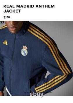 ADIDAS Mens REAL MADRID ANTHEM REVERSIBLE JACKET Sz L IQ0549 New With Tags