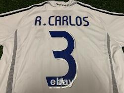 Adidas 2006 2007 Real Madrid Roberto Carlos Jersey Shirt Kit White Home Large L