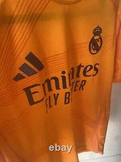 Adidas 2024/2025 Real Madrid Authentic Away Soccer Jersey. Orange Size L