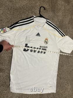 Adidas Christiano Ronaldo Real Madrid 2009-10 Bwin Jersey Men's Size L White #9