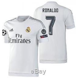 Adidas Cristiano Ronaldo Real Madrid Authentic Home Uefa CL Match Jersey 2015/16