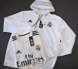 Adidas Men's Real Madrid Hoodie & Home Soccer Jersey, White/Black, Size L