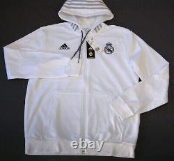 Adidas Men's Real Madrid Hoodie & Home Soccer Jersey, White/Black, Size L