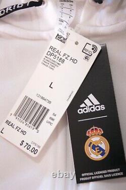 Adidas Men's Real Madrid Hoodie & Home Soccer Jersey, White/Black, Size L