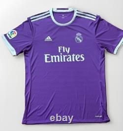 Adidas Real Madrid 16-17 Away Soccer Jersey Purple Large La liga Ronaldo Blank