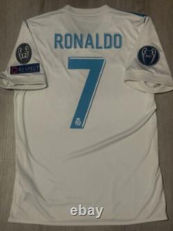 Adidas Real Madrid 17/18 Champions Final Ronaldo Home Soccer Jersey AZ8059 sz M