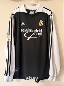 Adidas Real Madrid 2001 Zidane #5 Long Sleeve Soccer Jersey Black White Size L