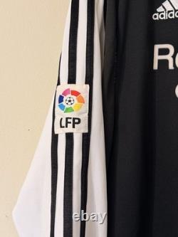 Adidas Real Madrid 2001 Zidane #5 Long Sleeve Soccer Jersey Black White Size L