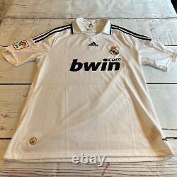 Adidas Real Madrid 2008 Soccer Jersey Bwin White Black Stripes Mens Large