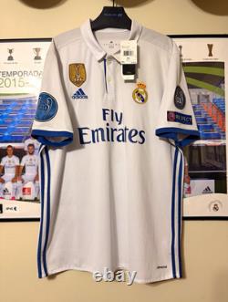 Adidas Real Madrid 2016/17 Cristiano Ronaldo #7 Jersey White Blue Men's XL