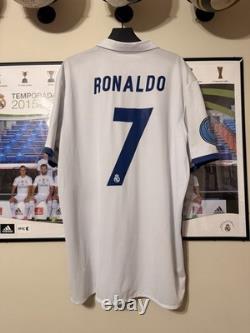 Adidas Real Madrid 2016/17 Cristiano Ronaldo #7 Jersey White Blue Men's XL