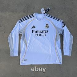 Adidas Real Madrid 2025/26 Long Sleeve Home Authentic Jersey Men's 2XL