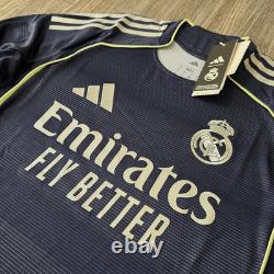 Adidas Real Madrid 25/26 Long Sleeve Away Authentic Jersey Blue Silver Men's S