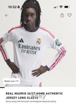 Adidas Real Madrid 26/27 Home Authentic Long Sleeve Jersey L NWT KC3943
