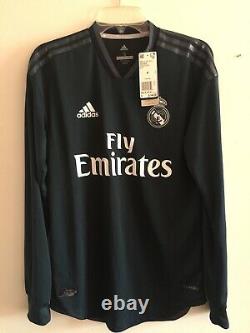 Adidas Real Madrid Away 2018-19 LS jersey Black Dark Green Size S Mens Only