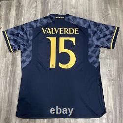 Adidas Real Madrid Away 23/24 Valverde 15 Navy/black Size 2xl Mens Soccer Jersey