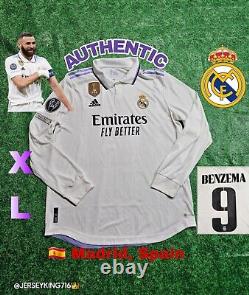 Adidas Real Madrid Benzema #9 22/23 Home Jersey Authentic Long Sleeve XL