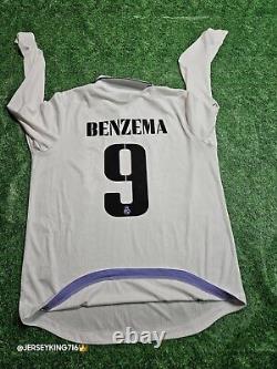Adidas Real Madrid Benzema #9 22/23 Home Jersey Authentic Long Sleeve XL