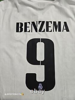 Adidas Real Madrid Benzema #9 22/23 Home Jersey Authentic Long Sleeve XL