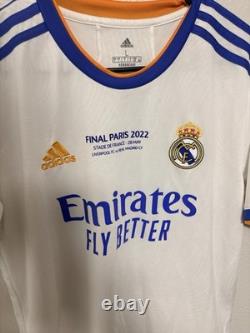 Adidas Real Madrid Benzema #9 Soccer Jersey XL White Final Paris 2022