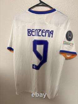 Adidas Real Madrid Benzema #9 Soccer Jersey XL White Final Paris 2022