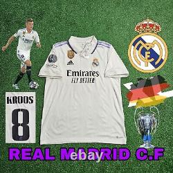 Adidas Real Madrid CF Toni Kroos#8 2022/2023 Home Jersey New XL UCL Patches