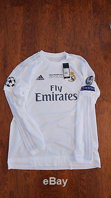 Adidas Real Madrid Champions Final 2016 Ronaldo S M L XL Long Ls Original Jersey